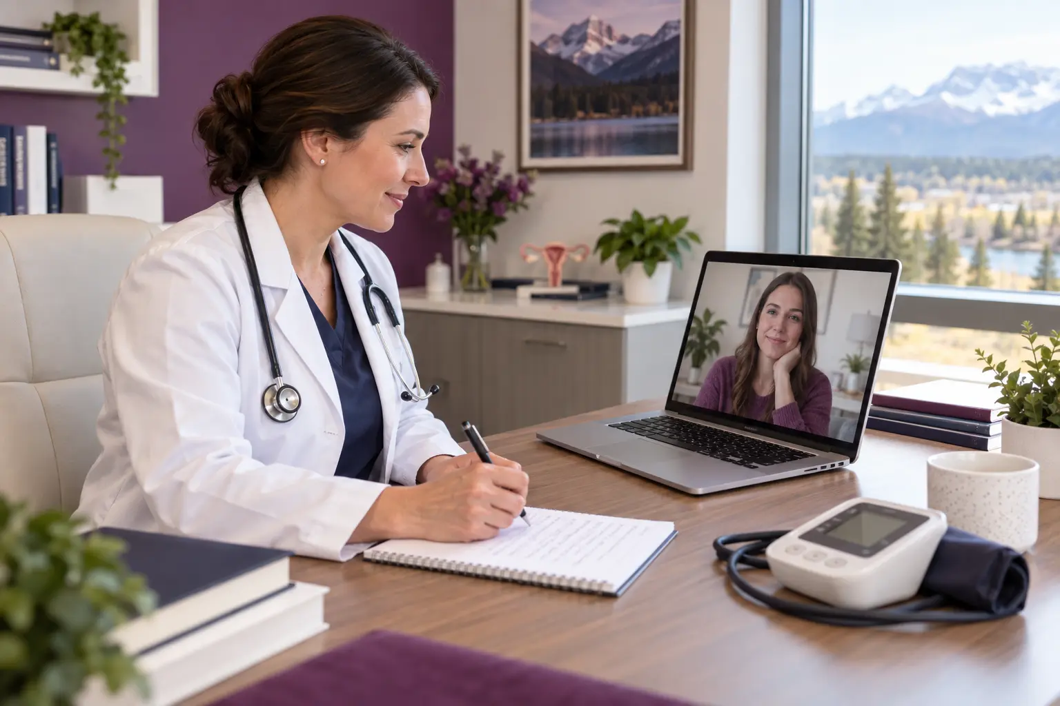 Doctor completing a birth-control safety assessment for a patient in Beaumont