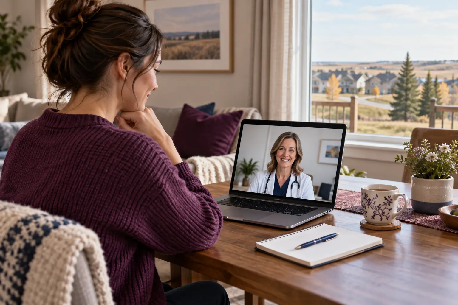 Beaumont patient attending a private online birth-control follow-up