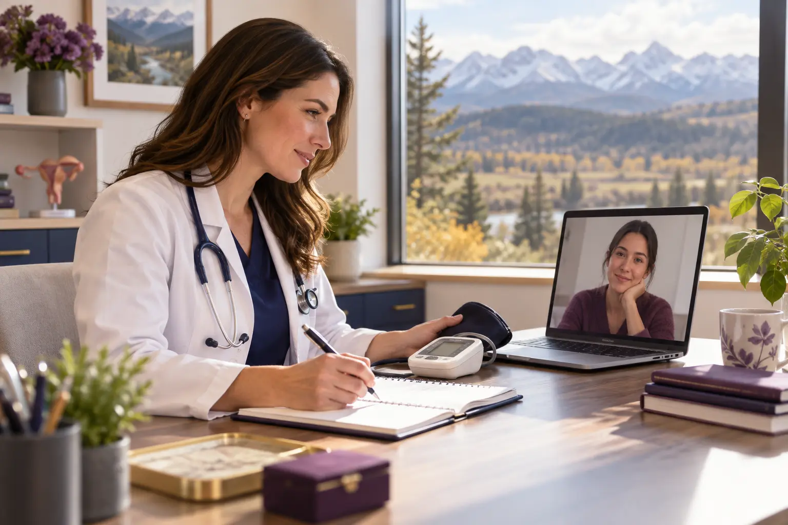 Doctor completing a birth-control safety assessment for a patient in Cochrane