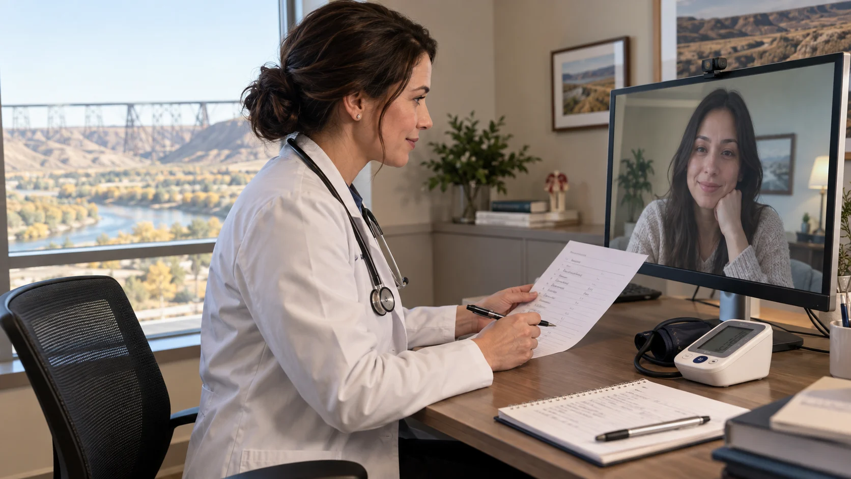 Lethbridge patient talking with a doctor about birth control by video