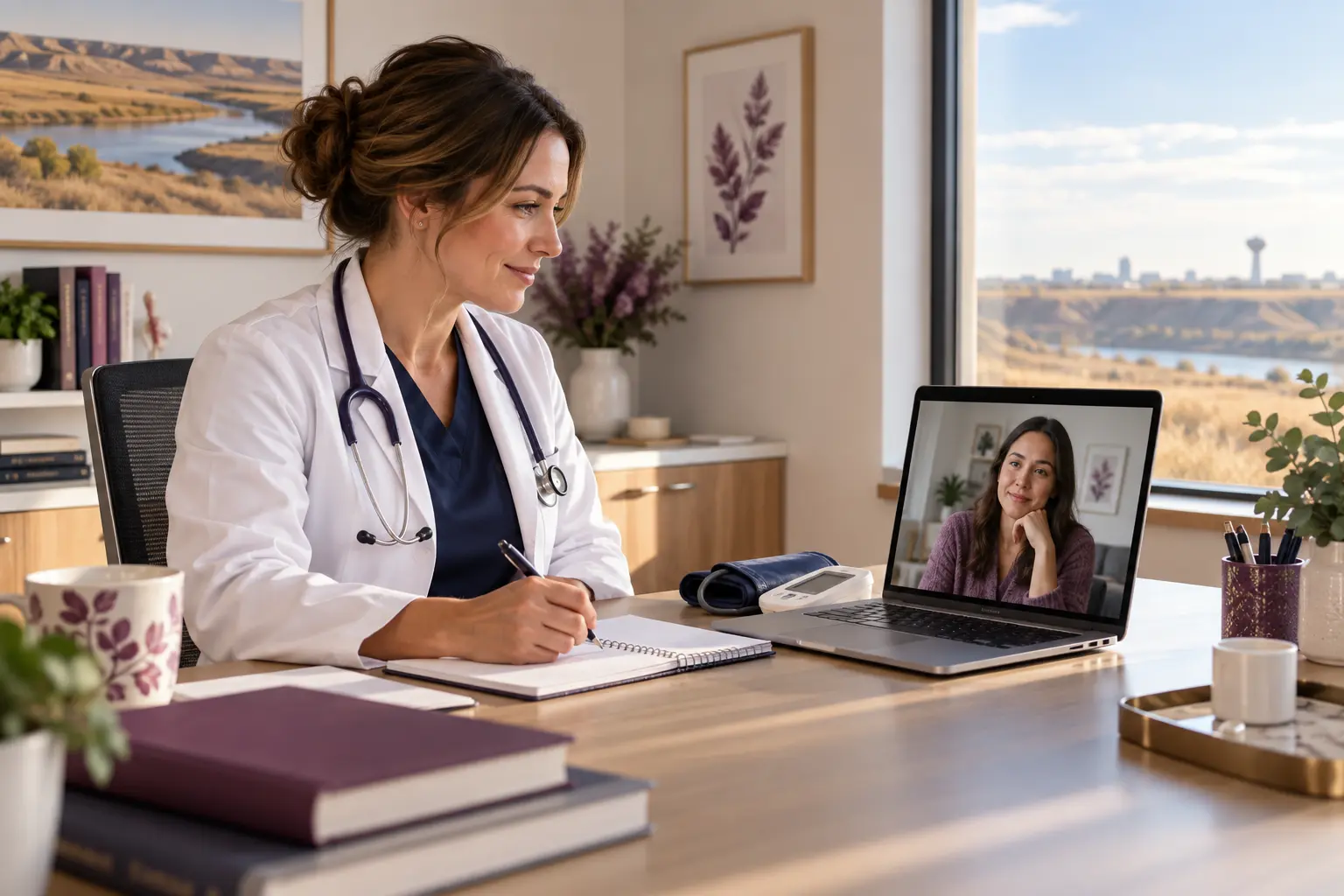 Doctor completing a birth-control safety assessment for a patient in Medicine Hat