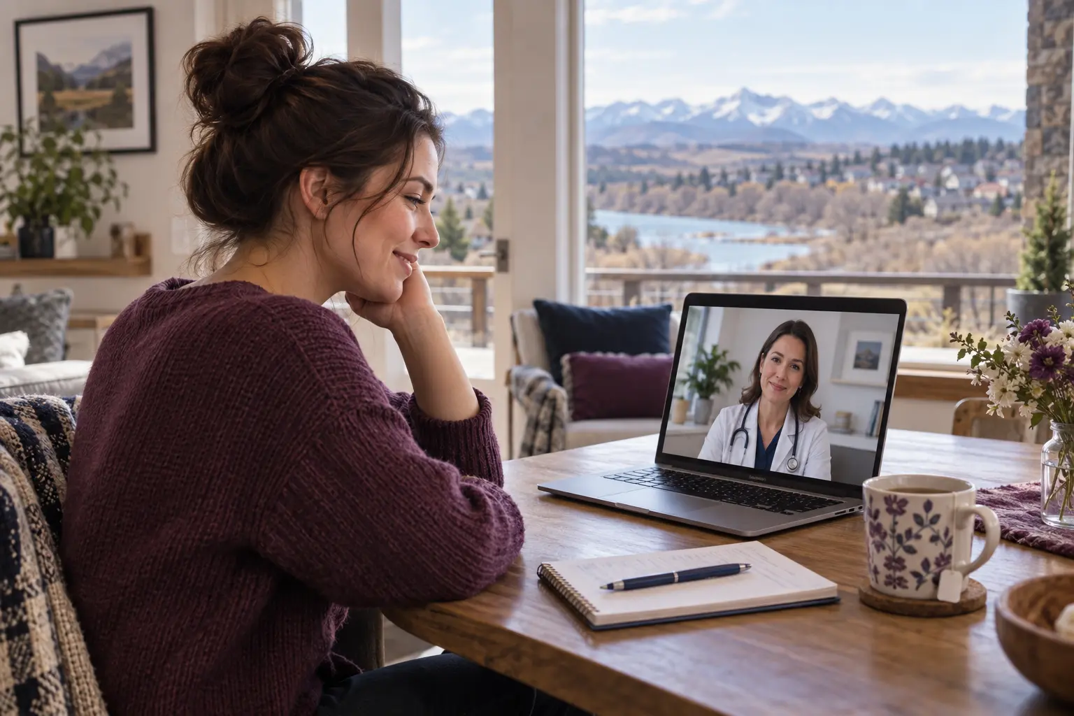 Okotoks patient attending a private online birth-control follow-up