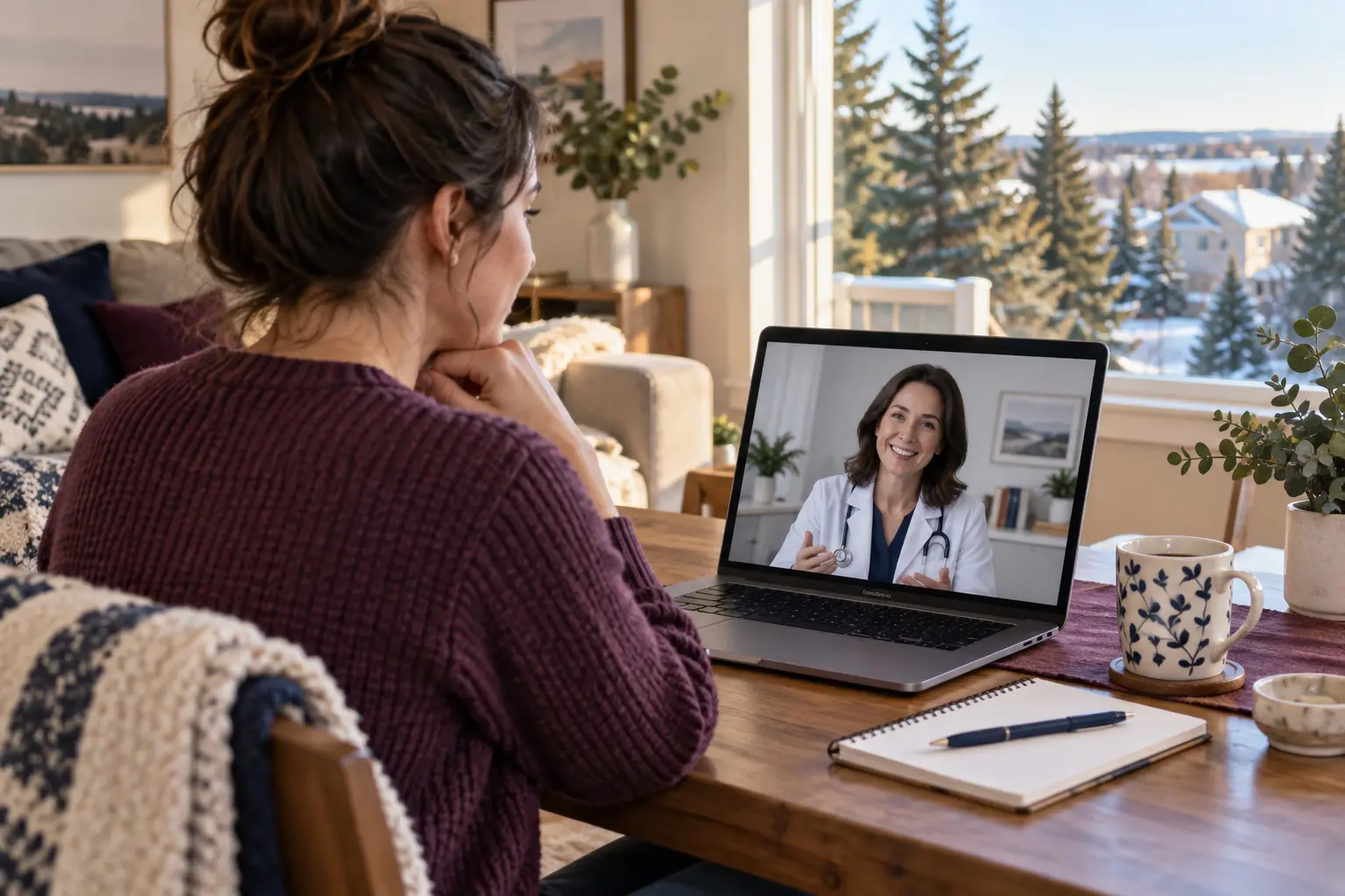 Sherwood Park patient discussing birth control online with a Canadian family doctor
