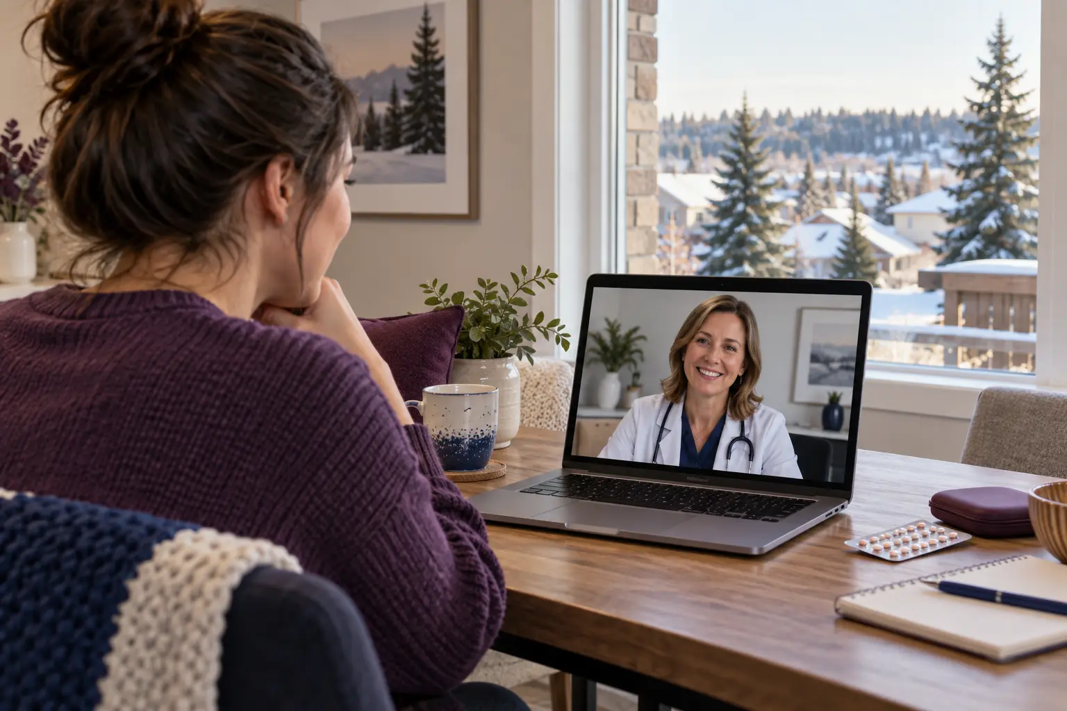 Spruce Grove patient discussing birth control online with a Canadian family doctor