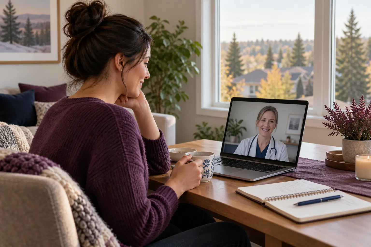 Spruce Grove patient attending a private online birth-control follow-up