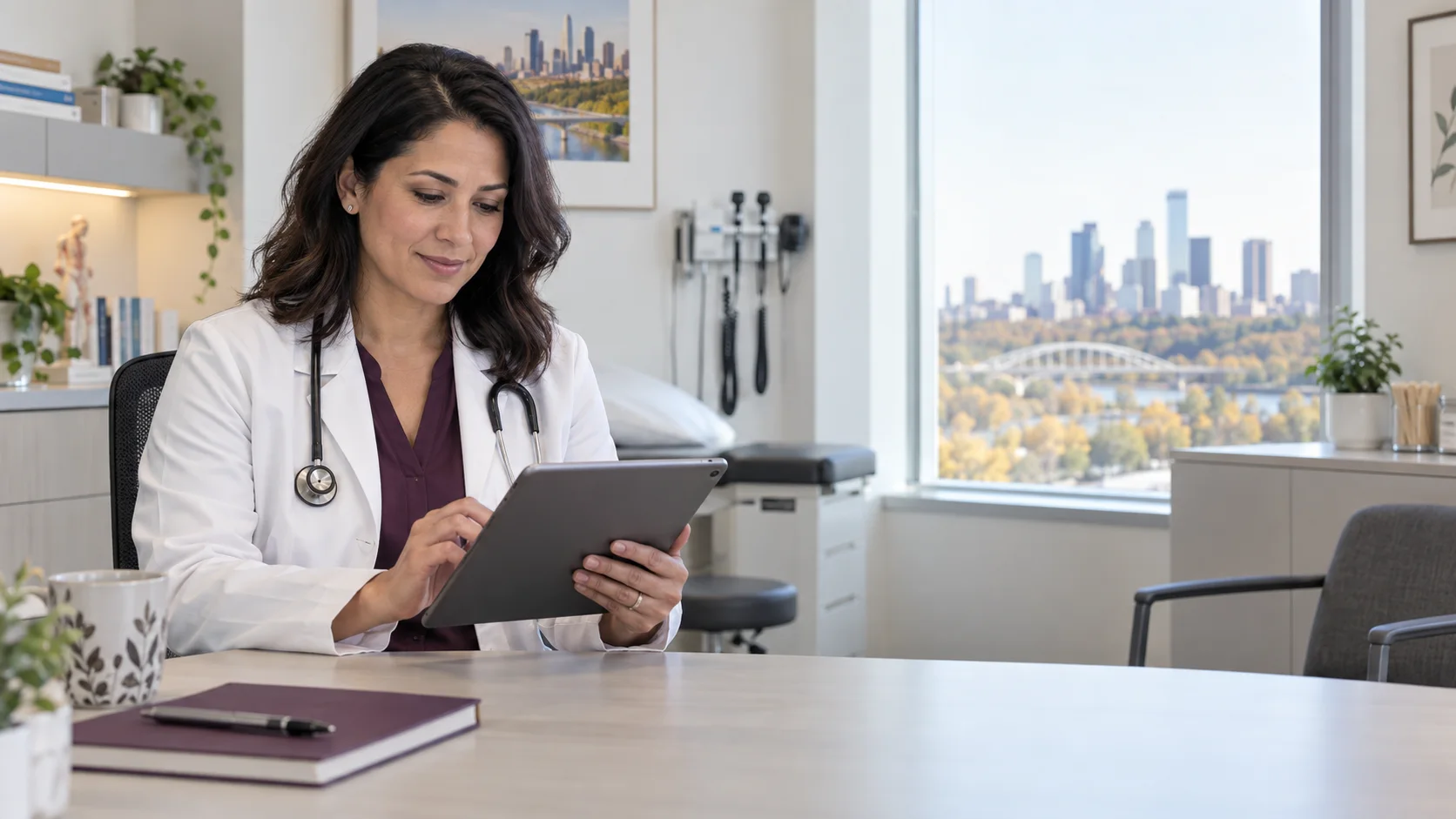 Doctor reviewing a patient intake before a virtual appointment