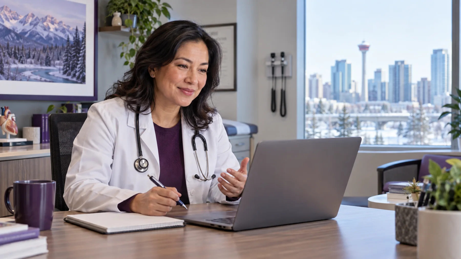 Calgary doctor explaining medication access and weight-management follow-up