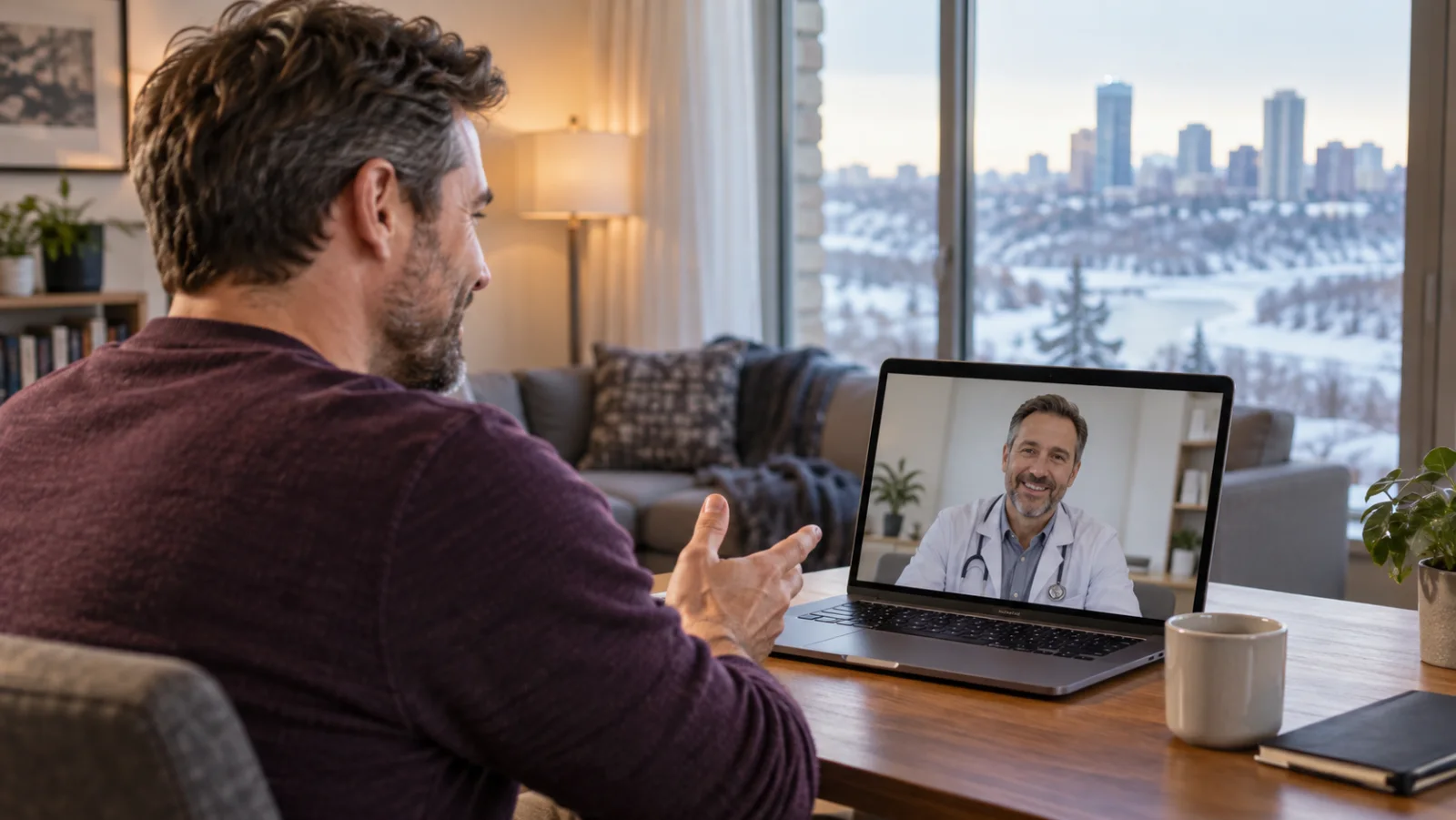 Doctor assessing whether Cialis is appropriate for a patient in Edmonton, Alberta