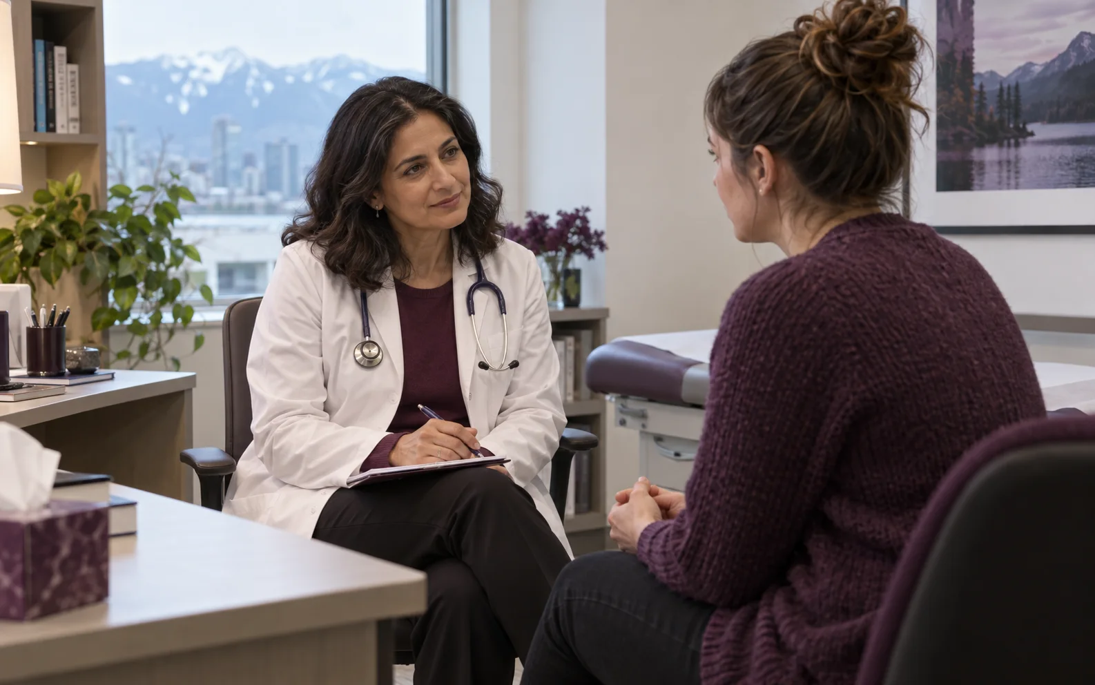 Canadian-licensed doctor completing a secure mental-health assessment for an Alberta patient