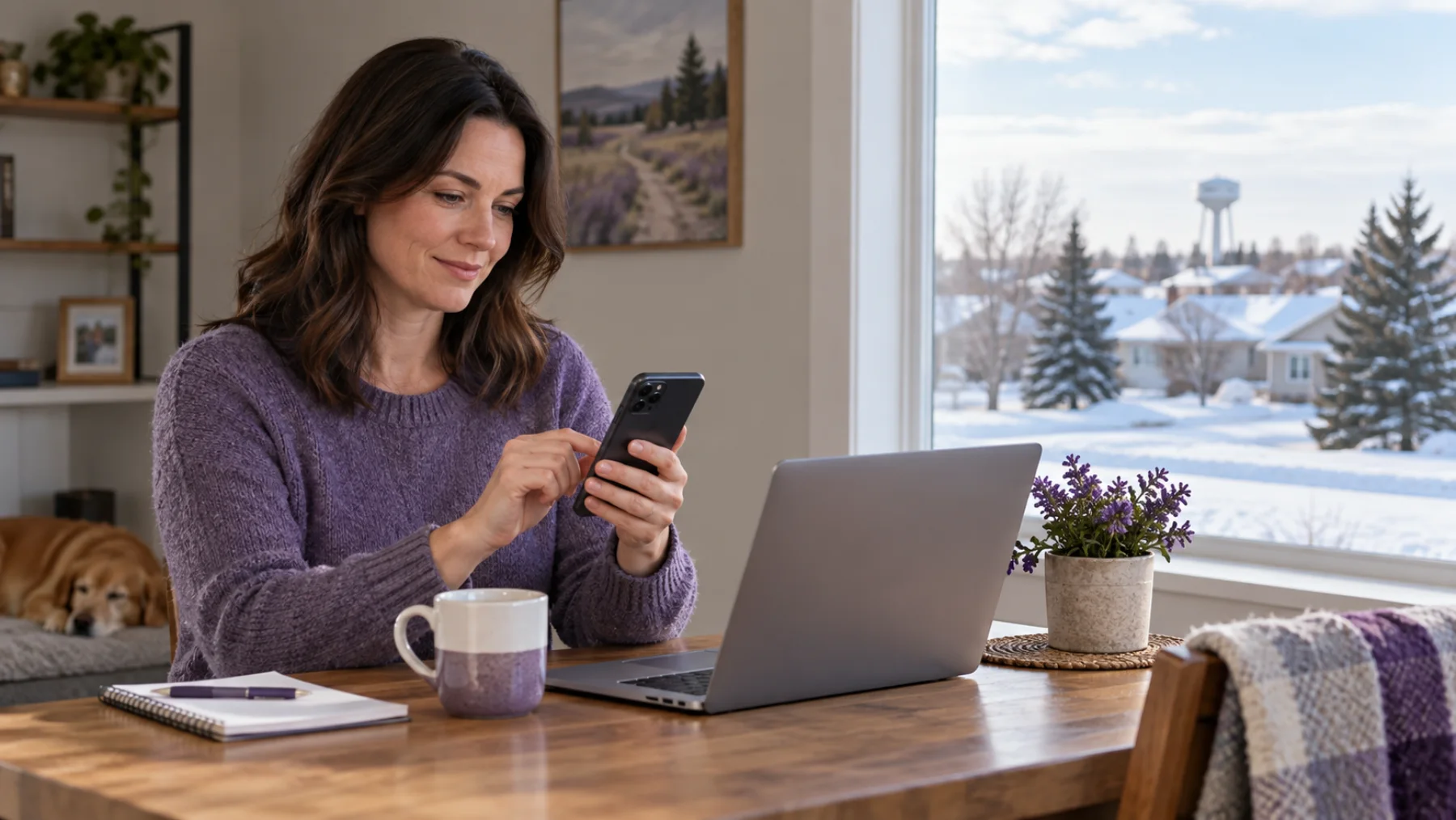 Augustana student in Camrose taking an online doctor appointment