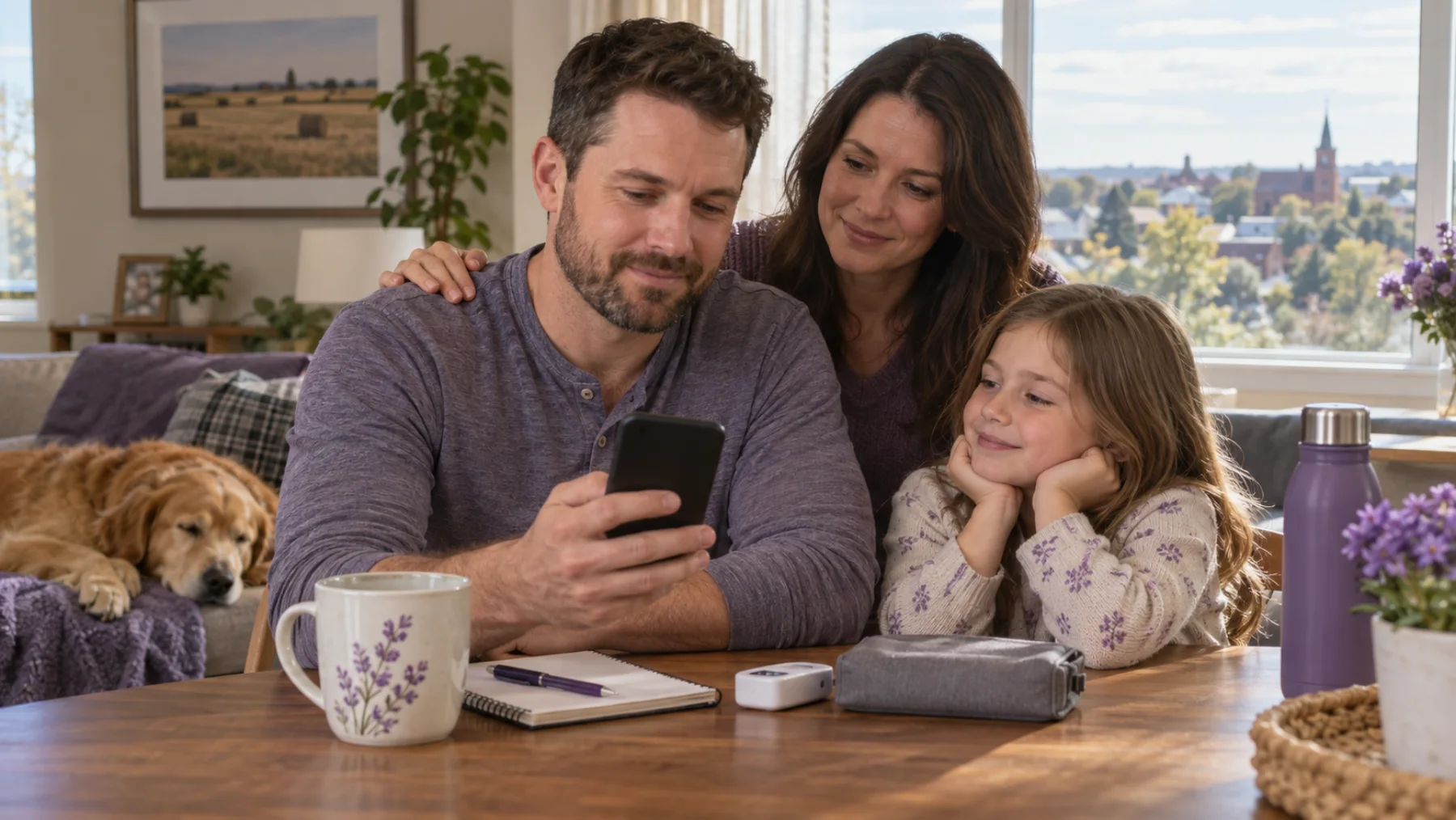 Camrose family following up with a family doctor after an online visit