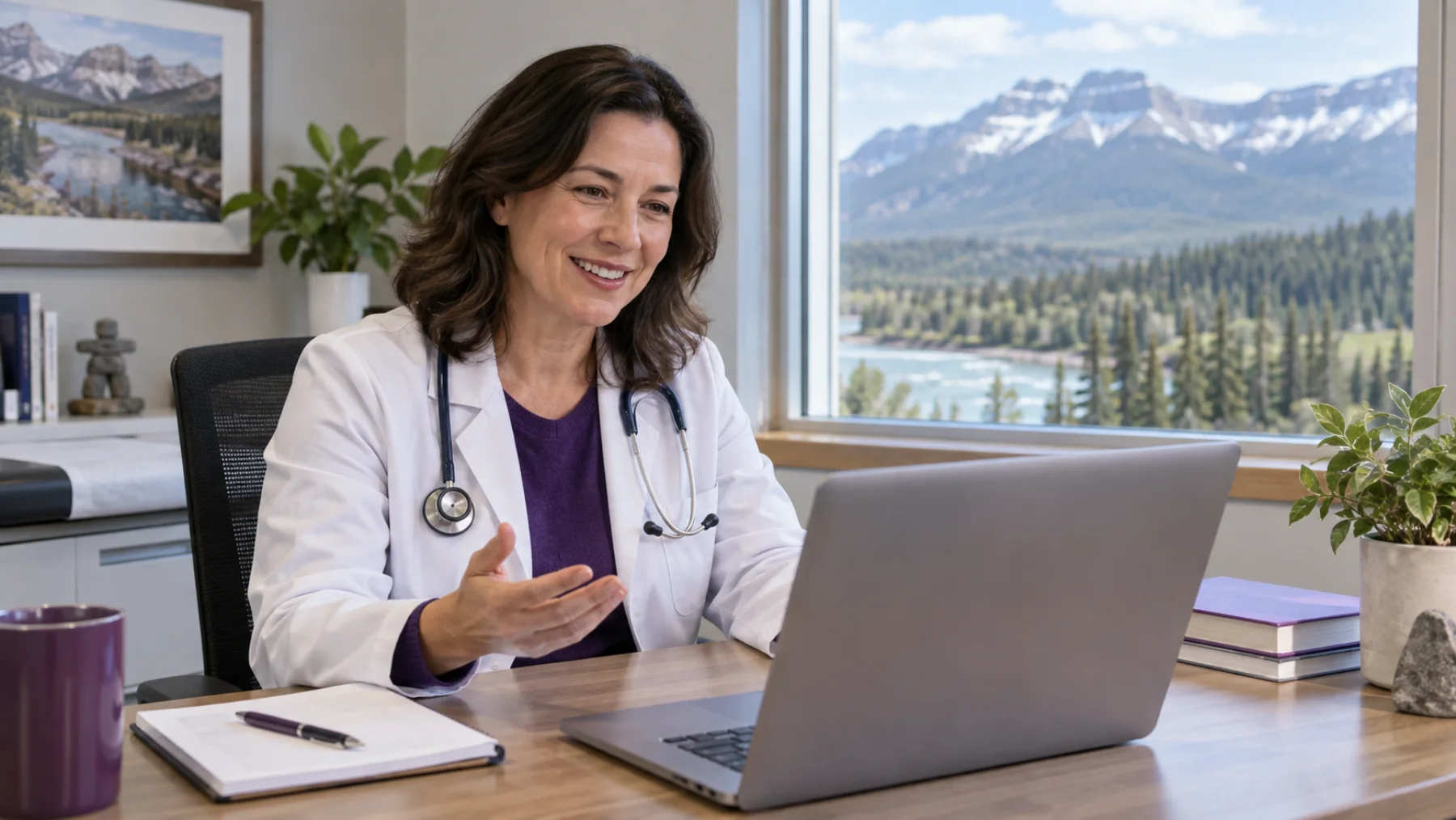 Hinton patient using a virtual doctor visit instead of driving Highway 16