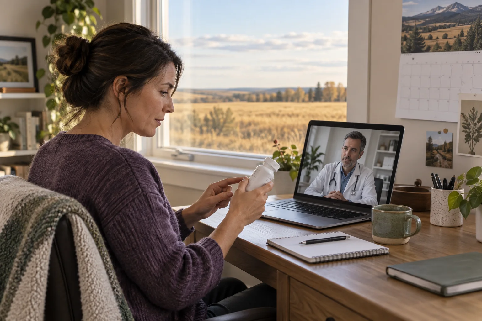 Private virtual medication follow-up with a doctor for a Beaverlodge patient