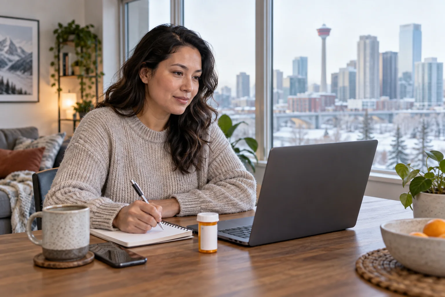Calgary patient preparing for a same-day online prescription refill appointment