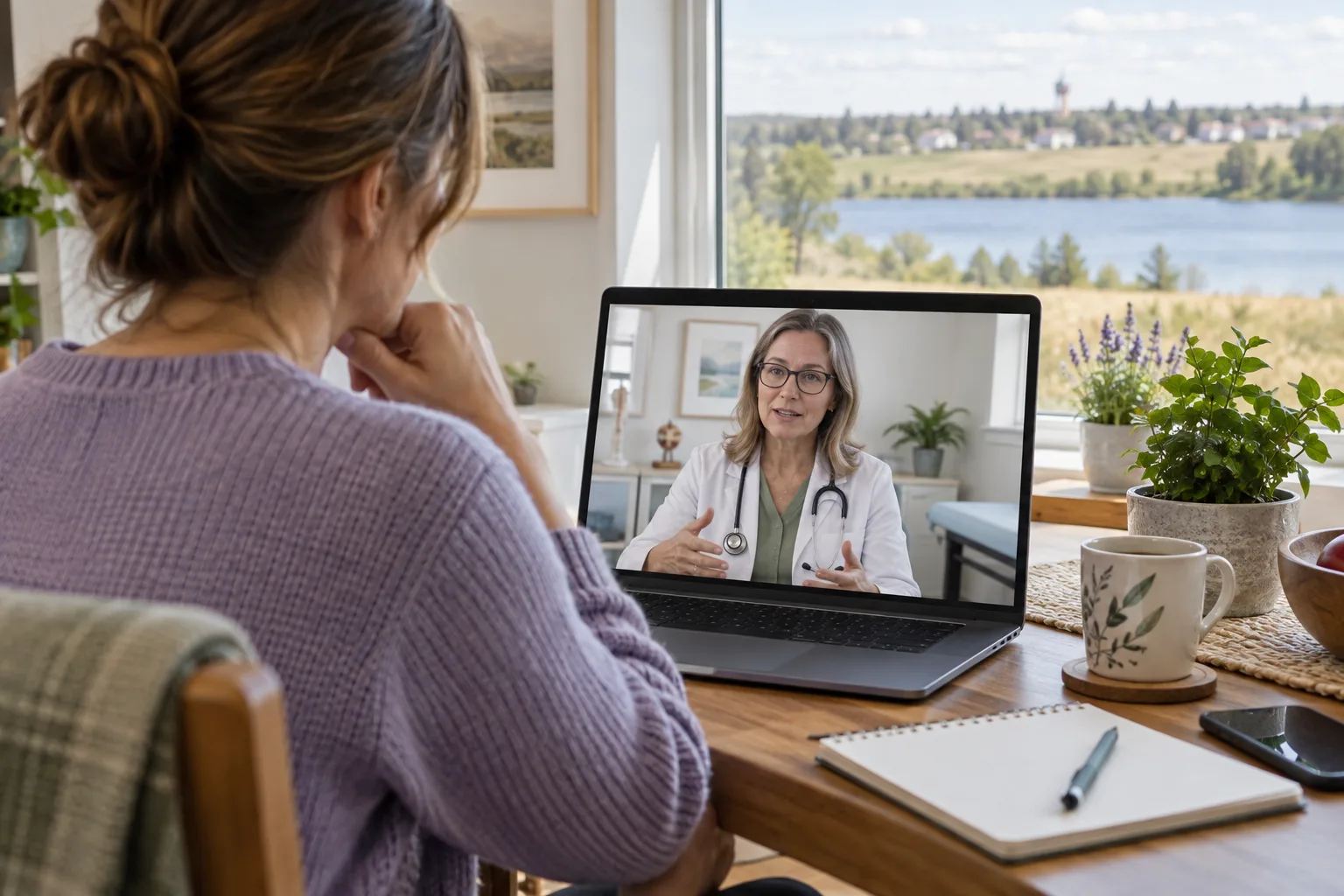 Camrose family reviewing the cost of an online doctor visit
