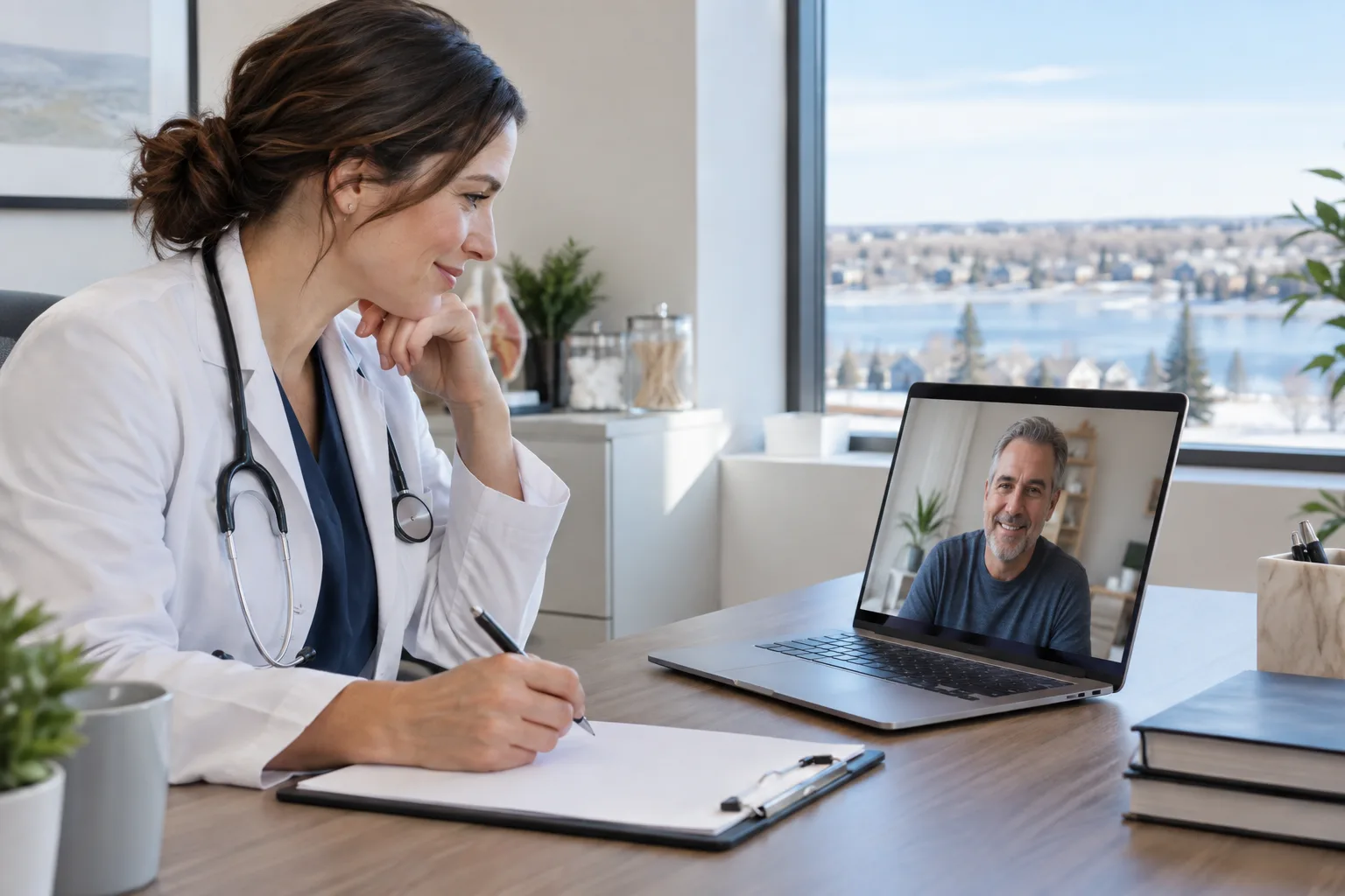 Private virtual medication follow-up with a doctor for a Chestermere patient