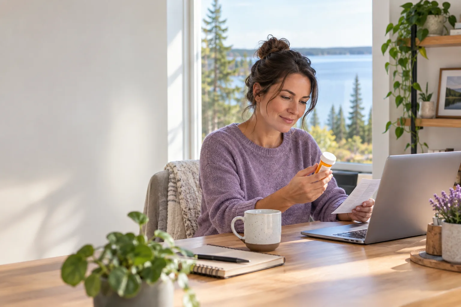 Canadian-licensed doctor reviewing an existing prescription with a Cold Lake patient