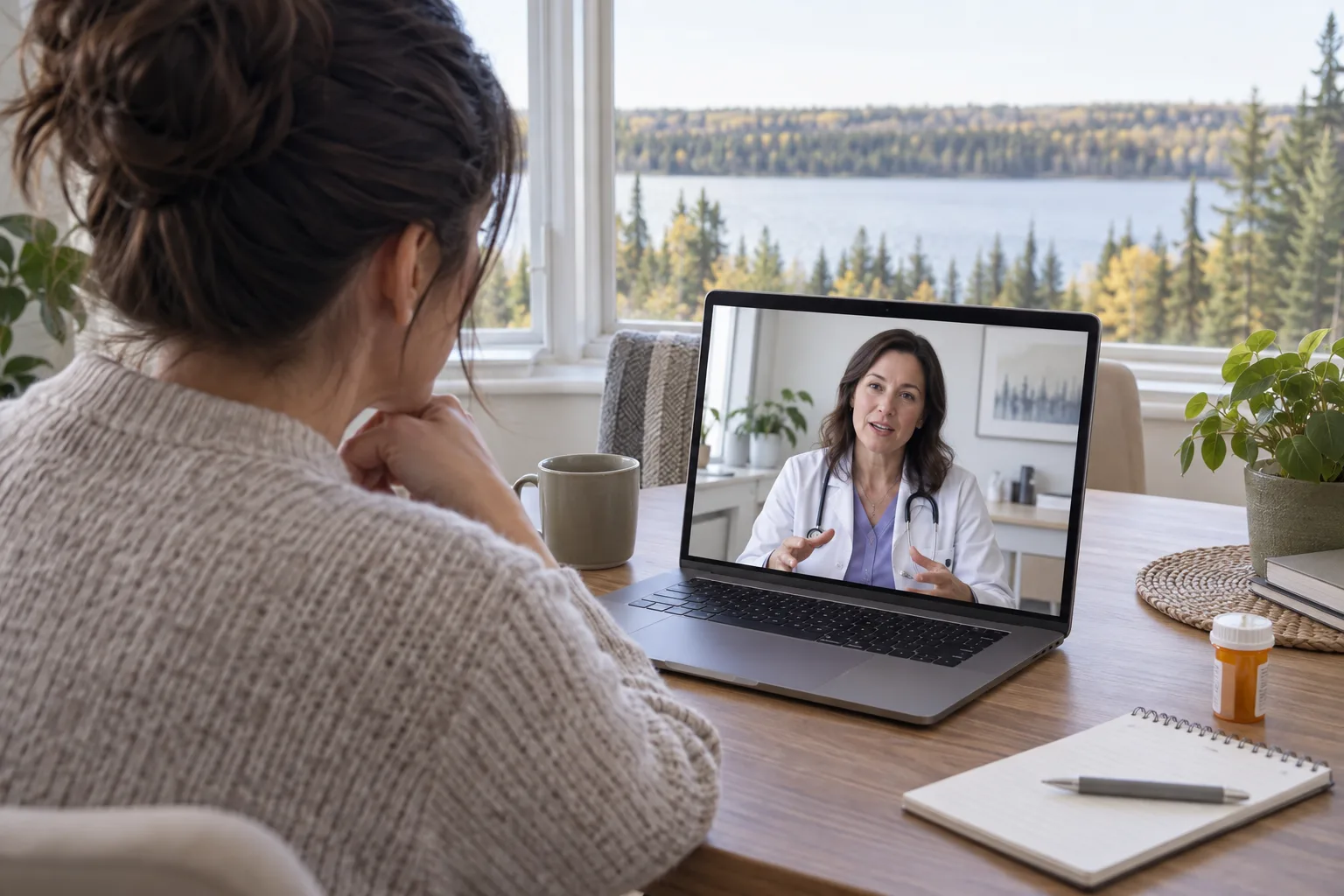 Cold Lake patient speaking with a Canadian-licensed doctor by secure video from home