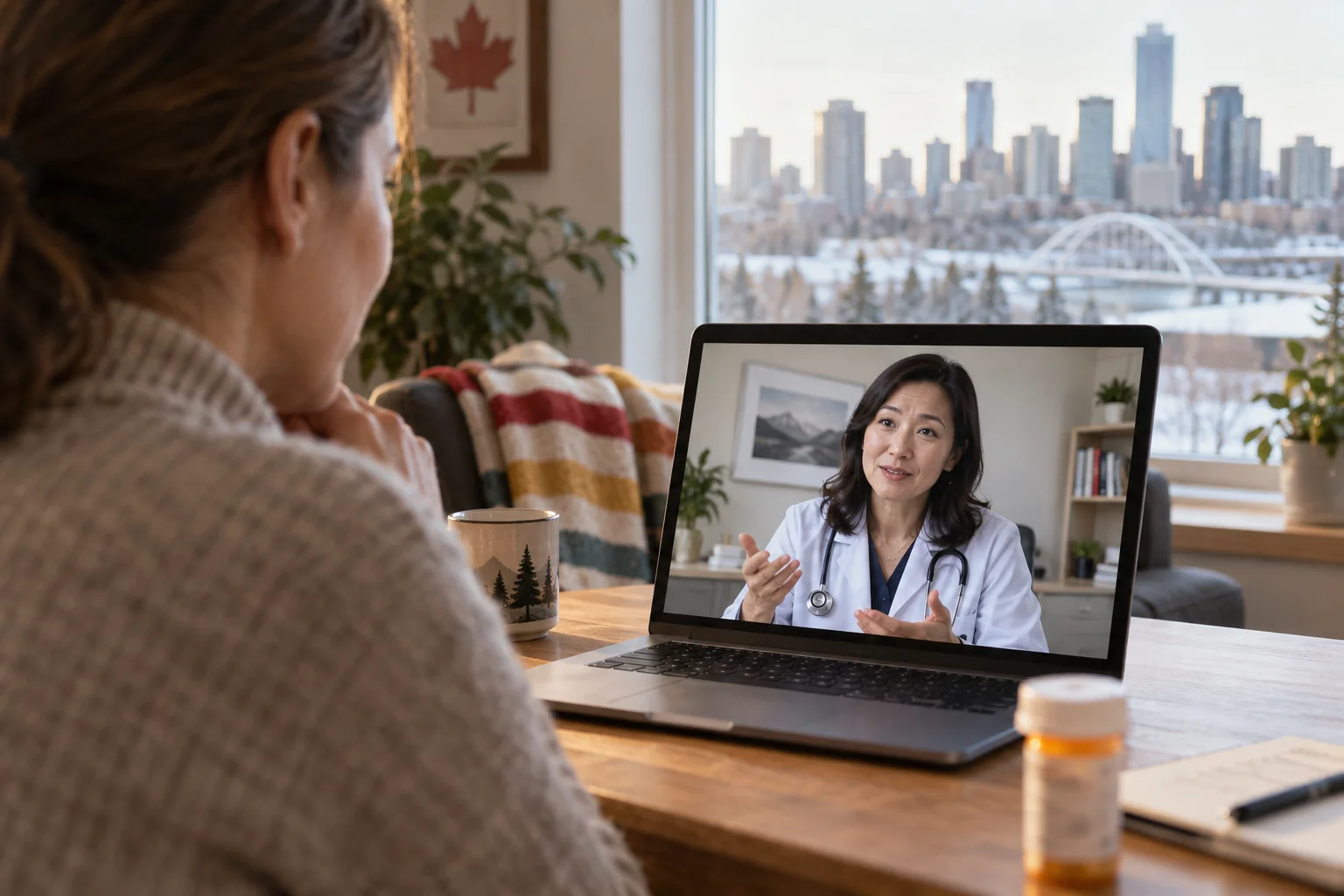 Edmonton doctor explaining the next steps in a same-day virtual refill visit