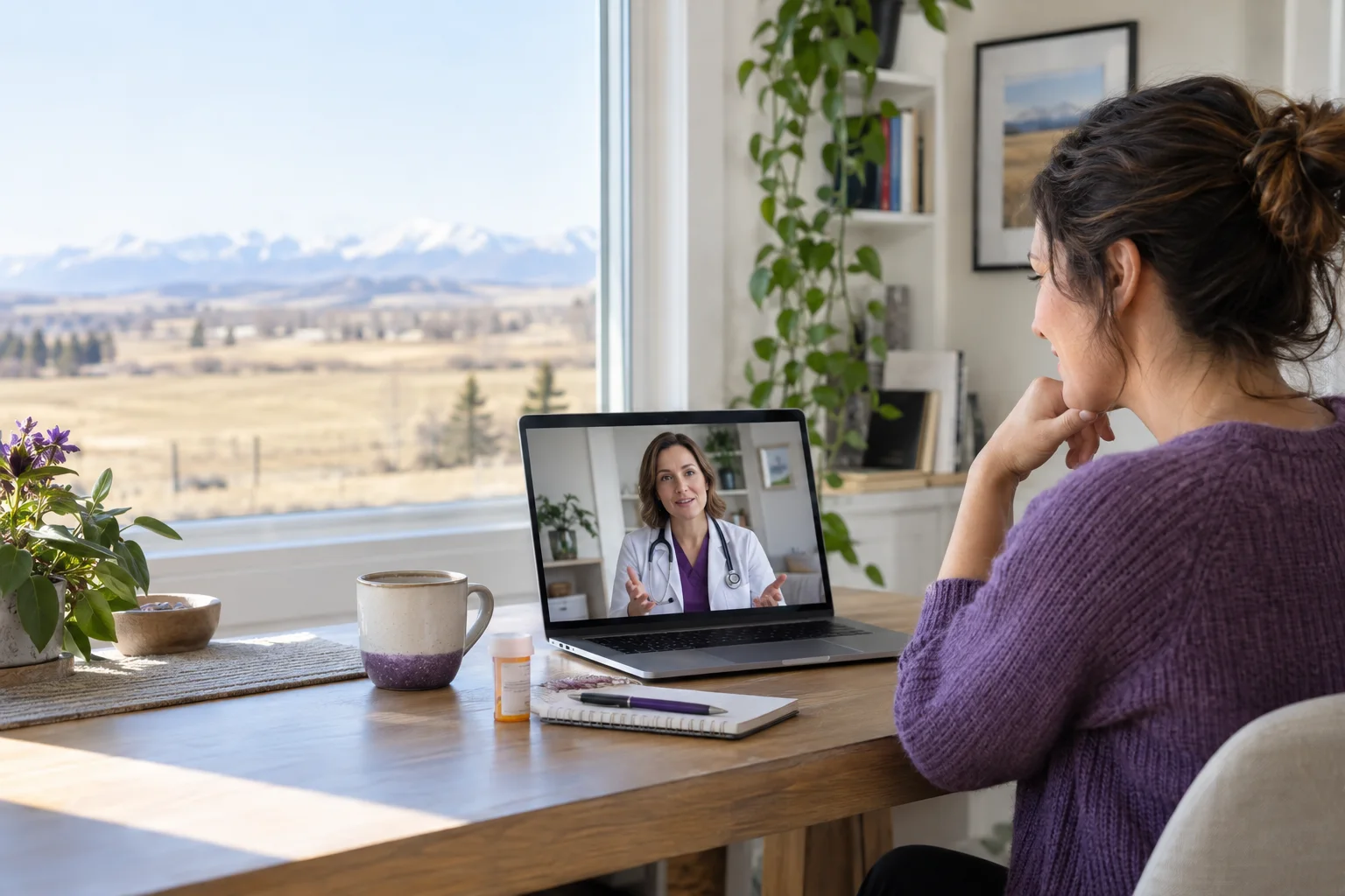 Private virtual medication follow-up with a doctor for a High River patient