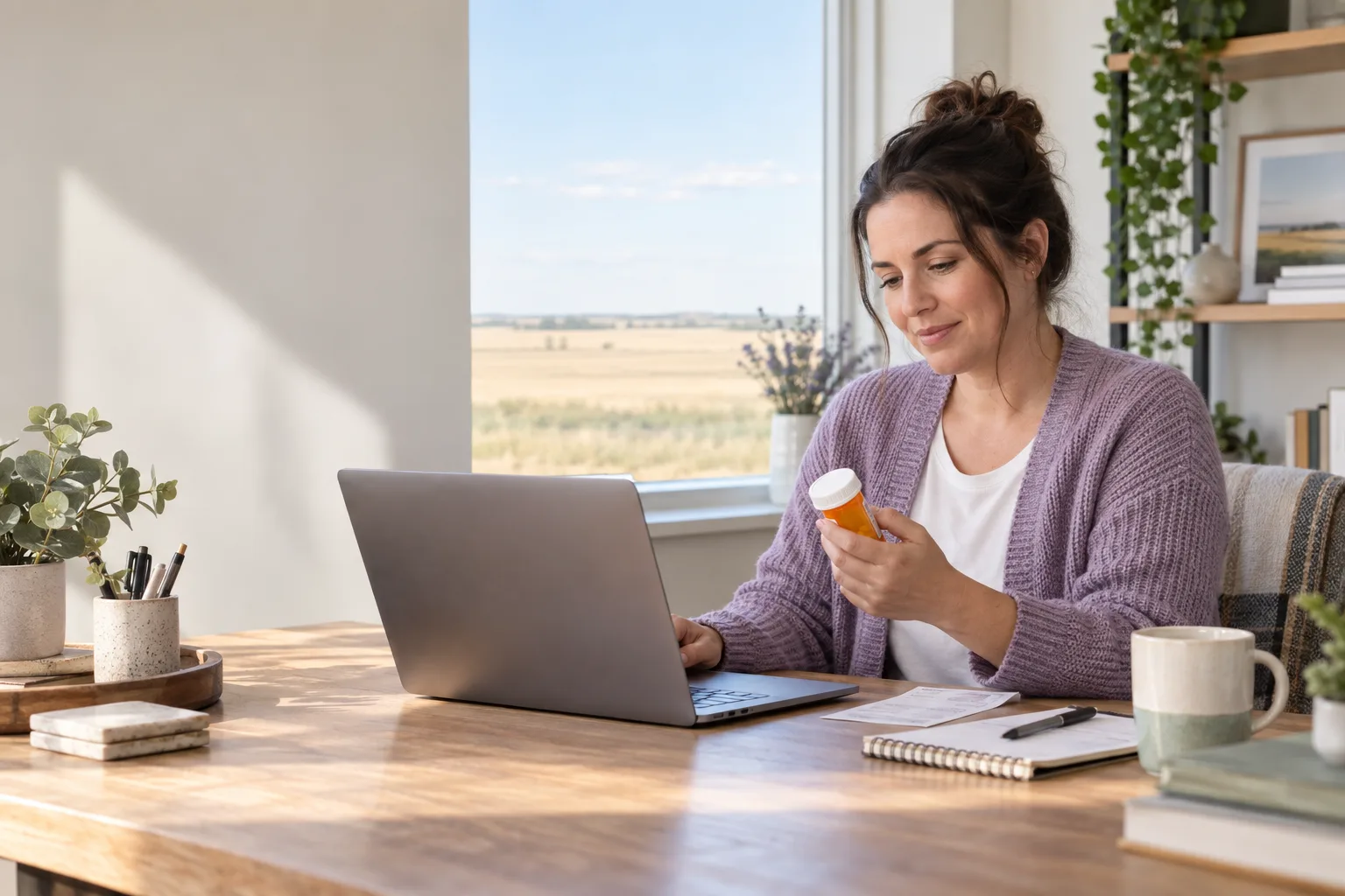 Canadian-licensed doctor reviewing an existing prescription with a Lloydminster patient