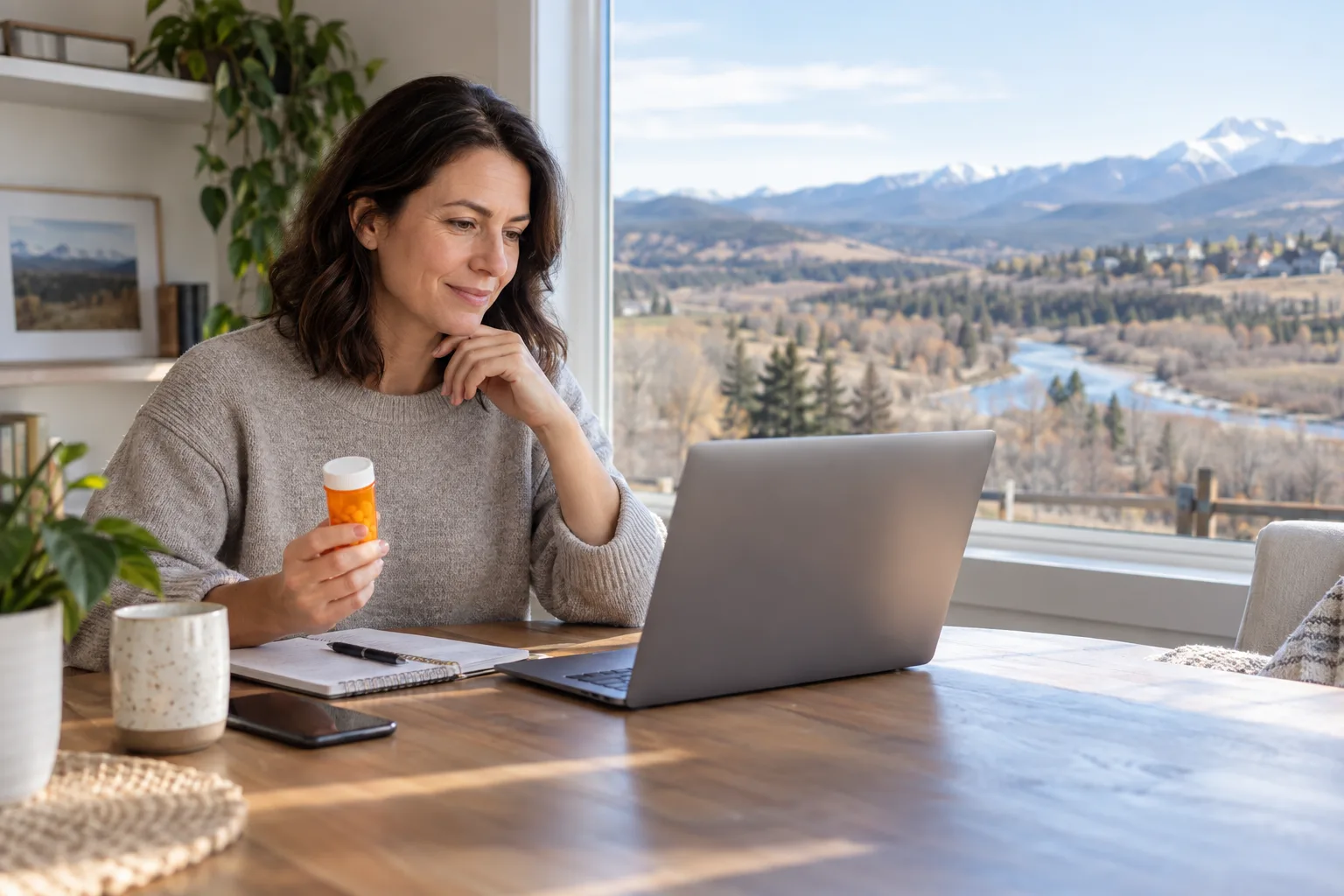 Canadian-licensed doctor assessing an Okotoks patient online