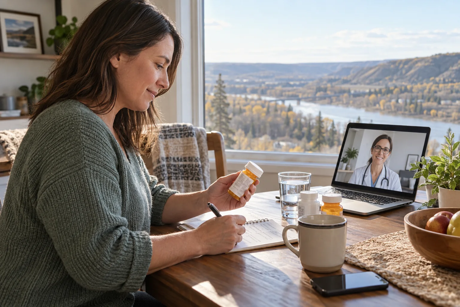Private virtual medication follow-up with a doctor for a Peace River patient
