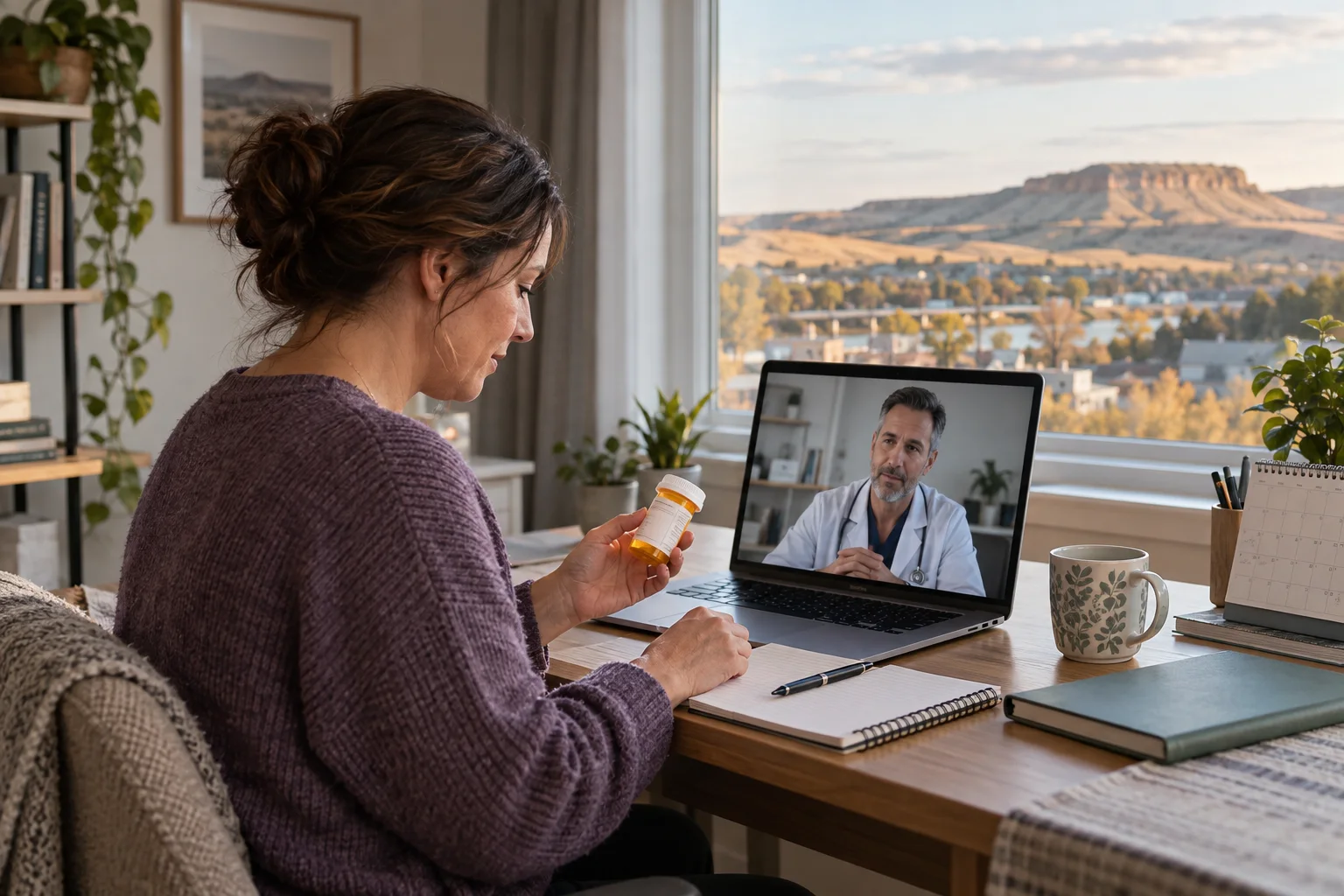 Private virtual medication follow-up with a doctor for a Redcliff patient