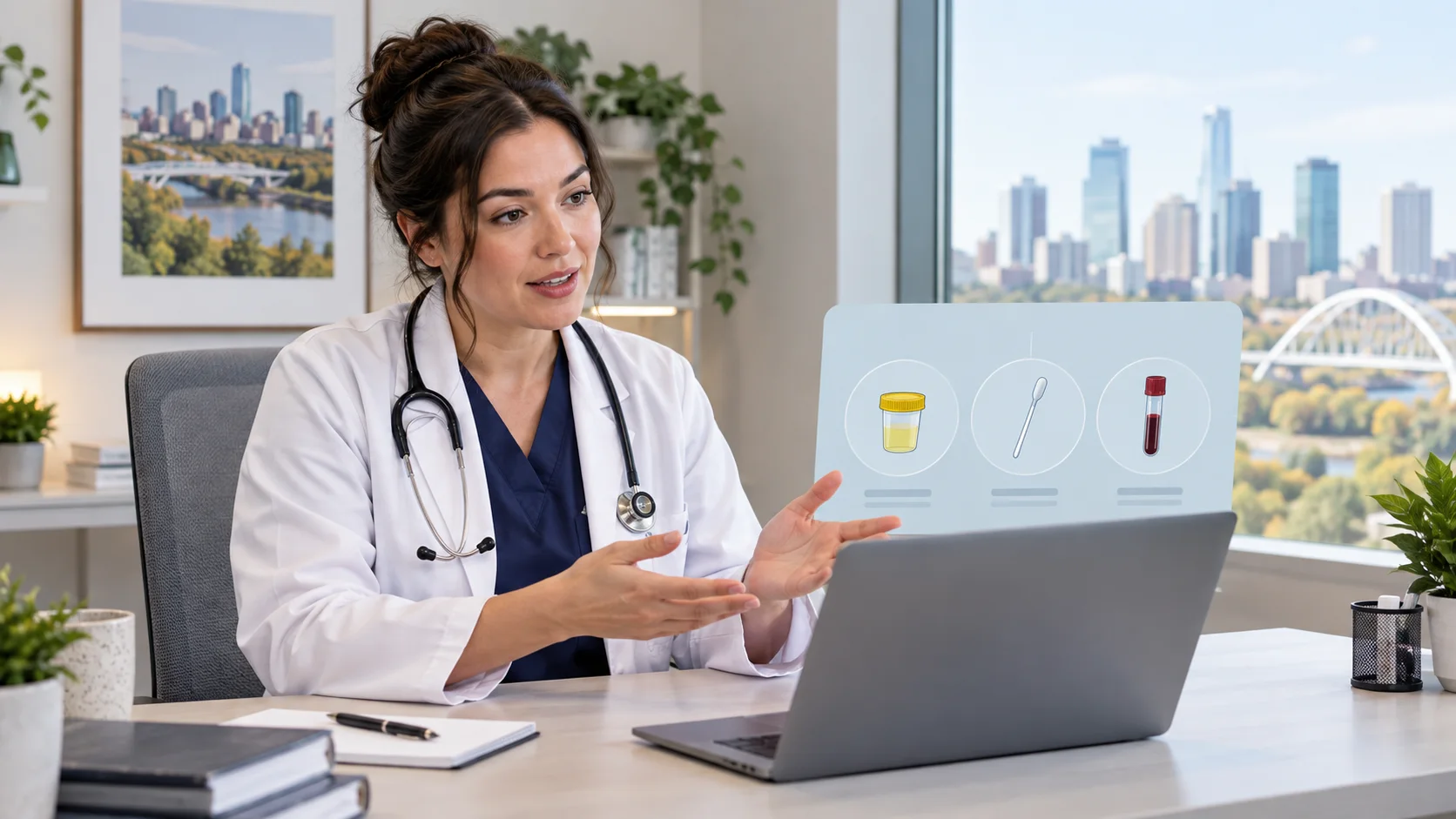 Doctor explaining confidential STI tests to an Edmonton patient