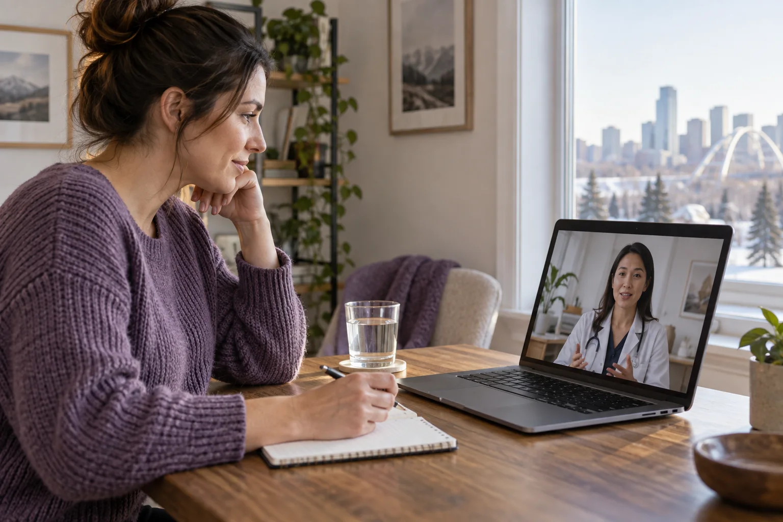 Edmonton patient reviewing UTI follow-up instructions with a doctor online
