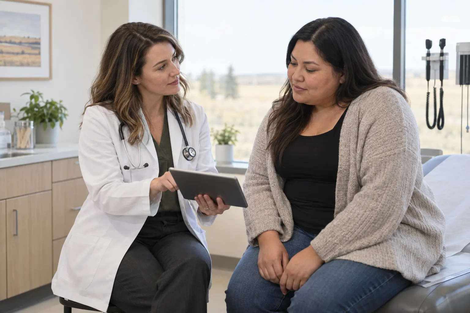 Doctor discussing safe weight-management treatment options with a Calgary patient