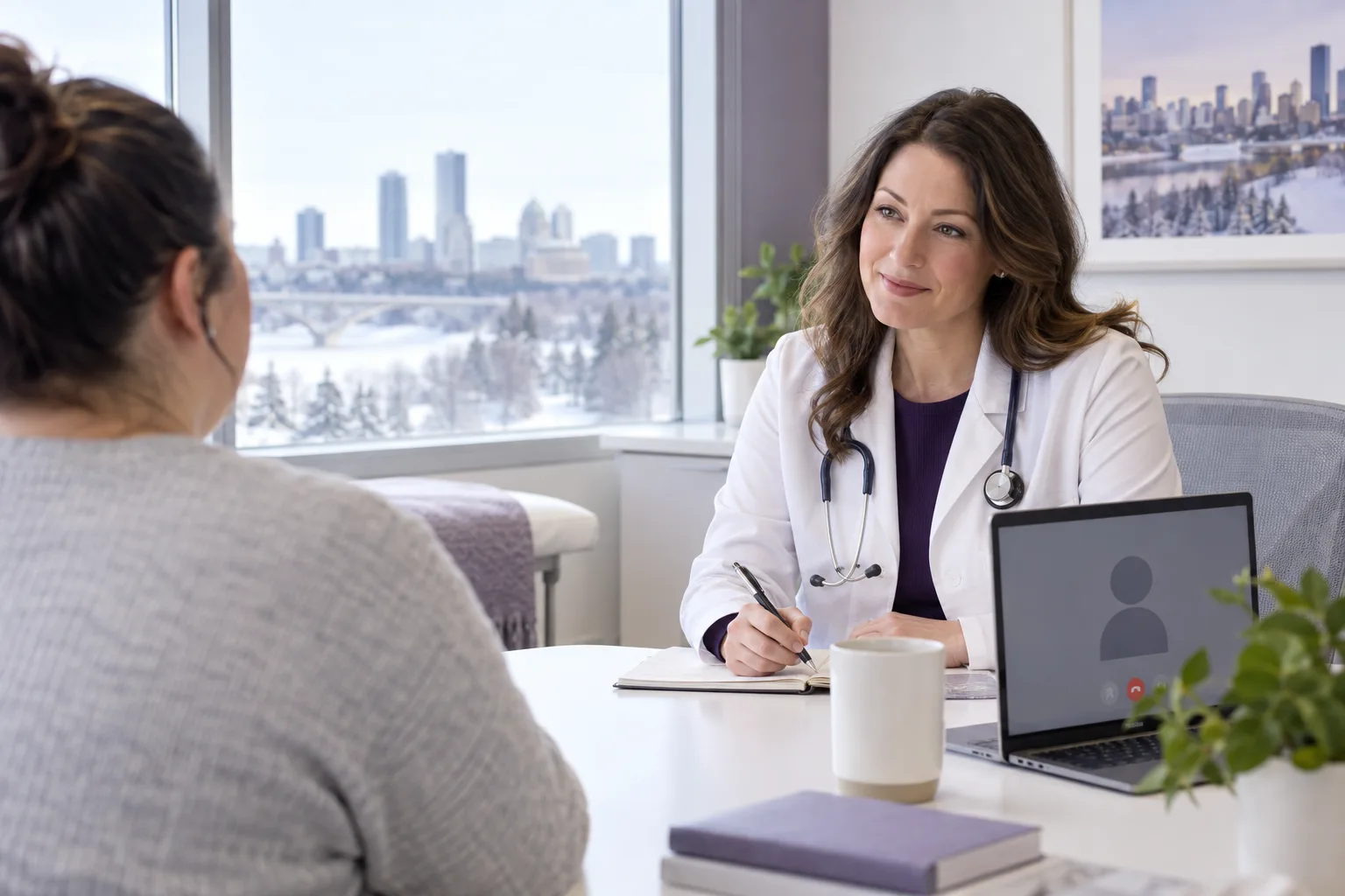Doctor providing an online medical weight loss consultation in Edmonton