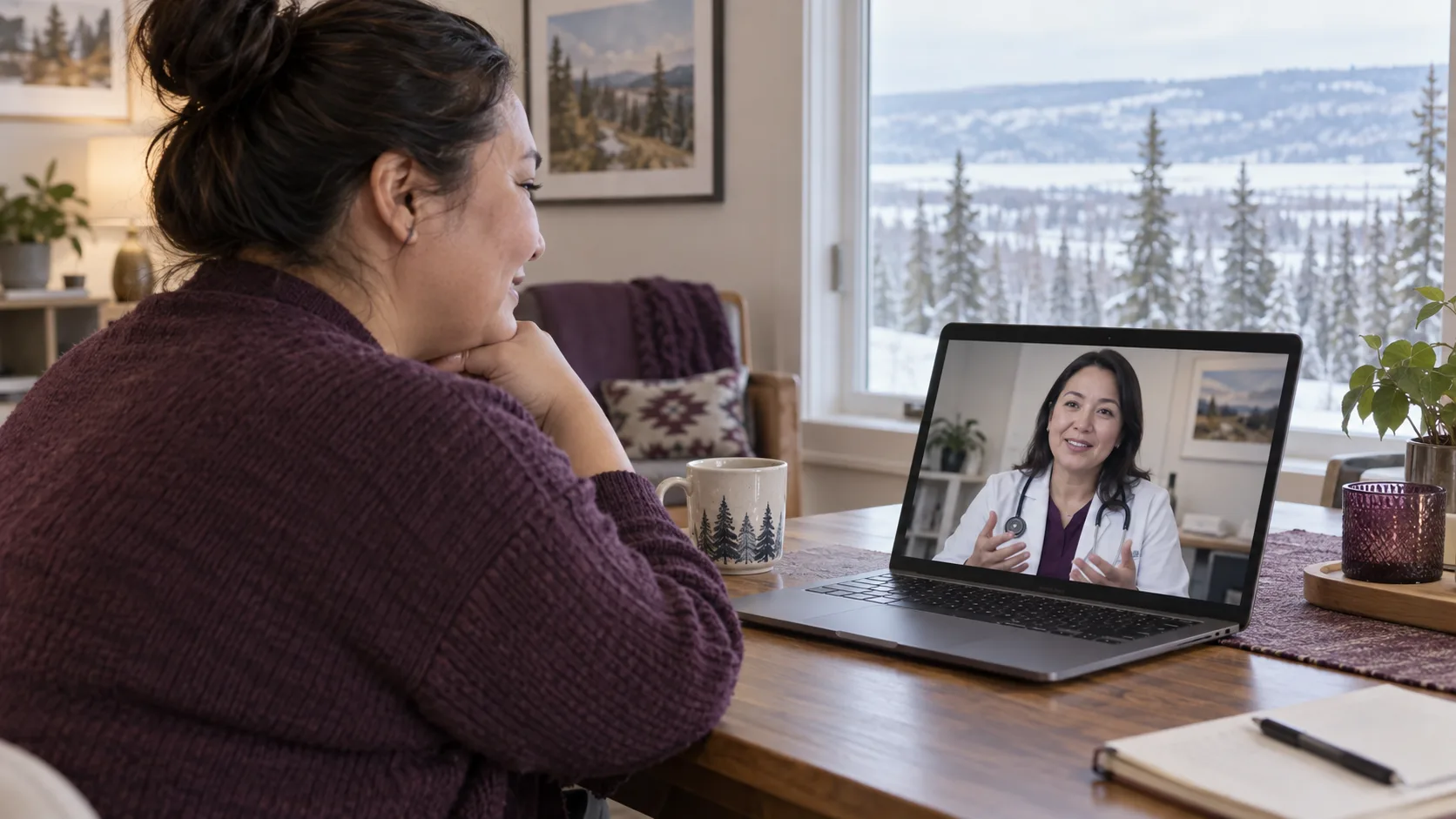 A Fort McMurray patient speaking with a doctor during an online medical weight loss appointment