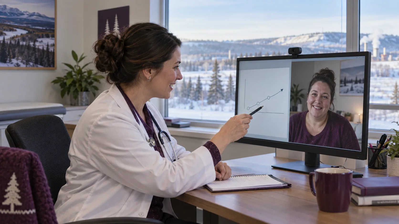 Grande Prairie patient in an online follow-up with a TelePlus Care doctor