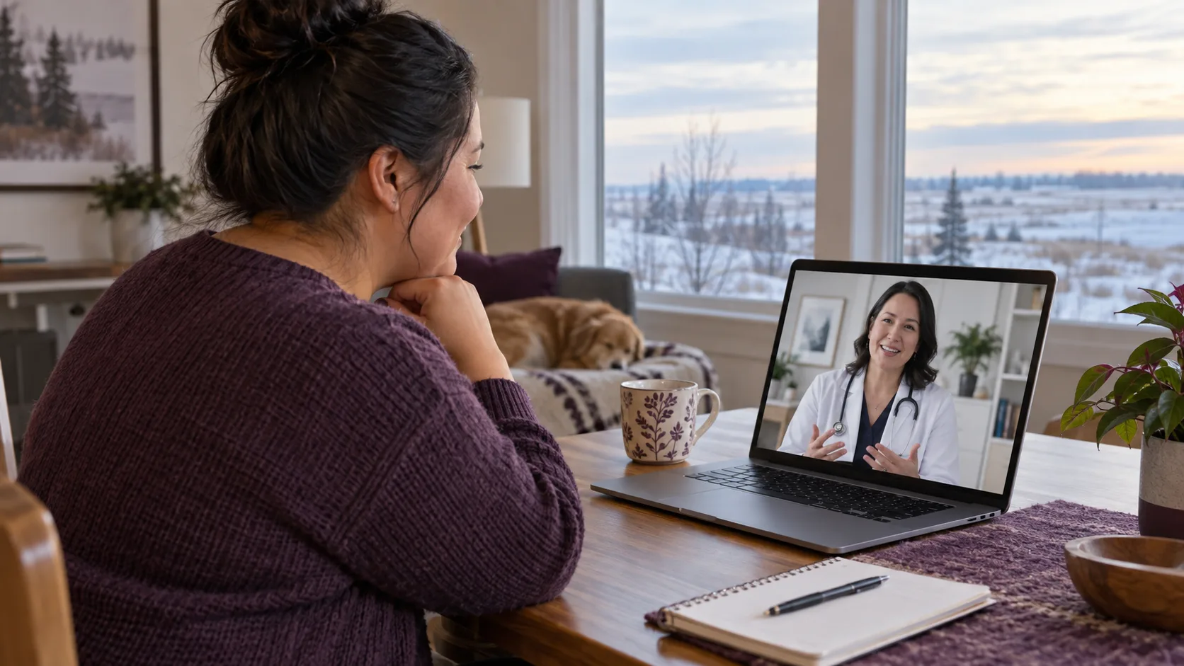 A Grande Prairie patient speaking with a doctor during an online medical weight loss appointment