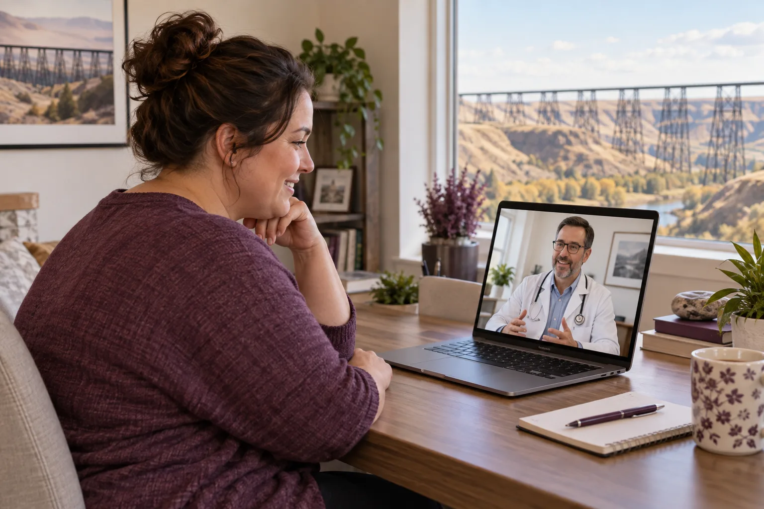 A Lethbridge patient speaking with a doctor during an online medical weight loss appointment