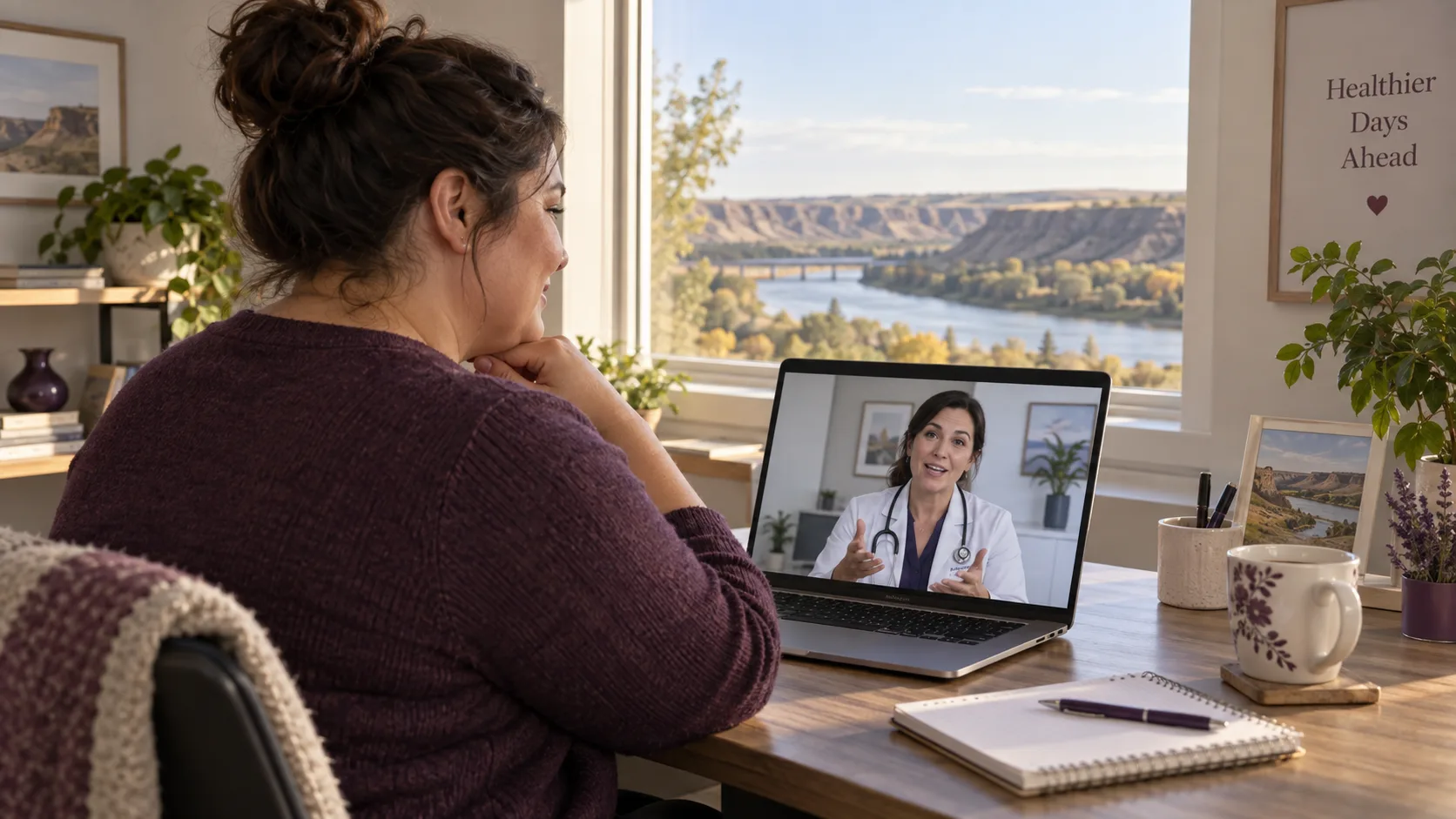 A Medicine Hat patient speaking with a doctor during an online medical weight loss appointment