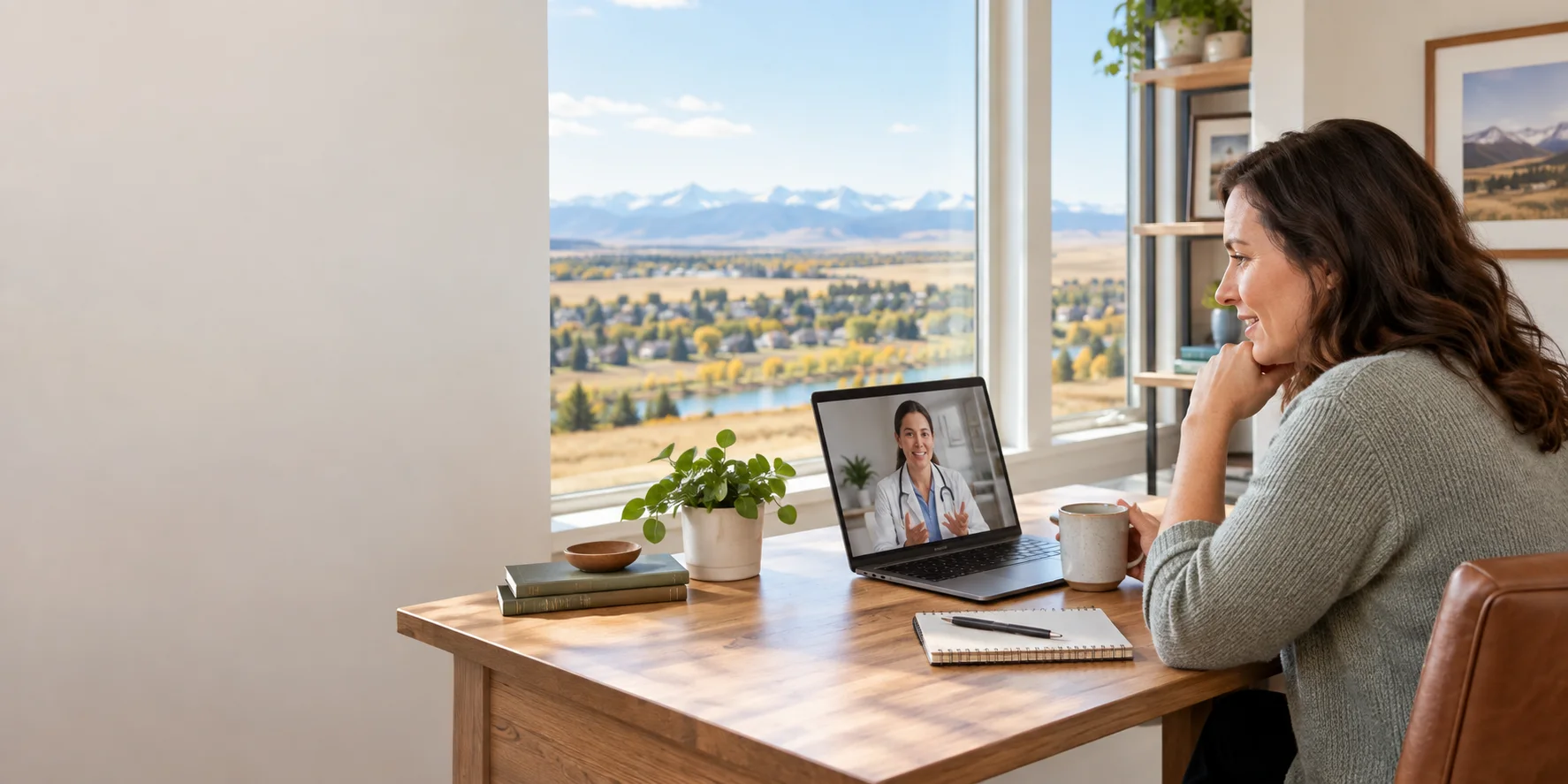An Okotoks patient speaking with a doctor during an online medical weight loss appointment