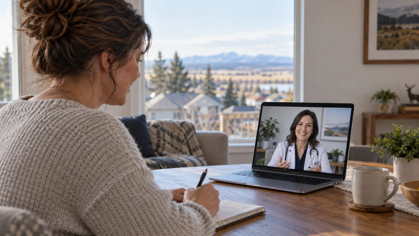 A Red Deer patient speaking with a doctor during an online medical weight loss appointment